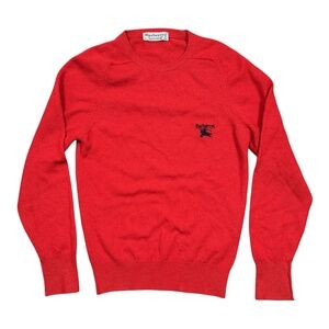 Vintage 80s Burberry Lambswool Wool Made in Scotland Red Sweater Womens 34 Small